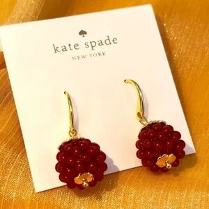 KATE SPADE NEW YORK ♠️ RASPBERRY FRENCH HOOK DROP AND DANGLE EARRINGS